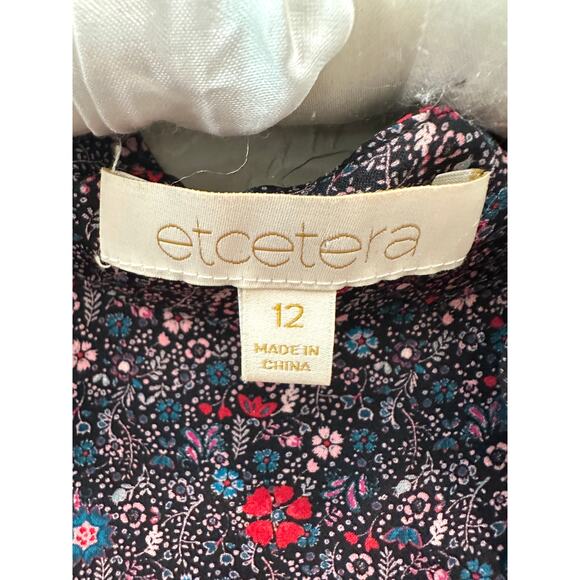 ETCETERA | 100% Silk Floral Blouse Black Multicolor Long Sleeve | Size 12 - Picture 5 of 7